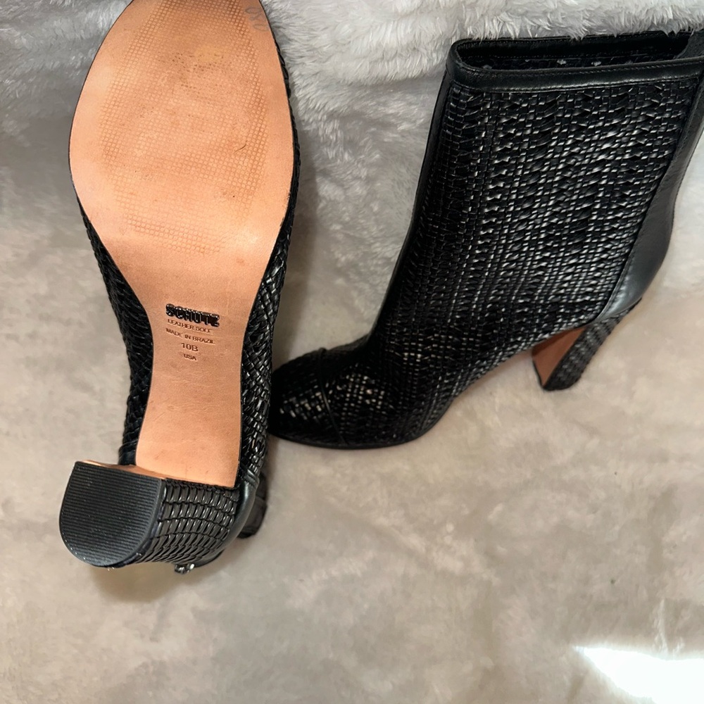 Schutz Black Textured Heeled Boots. NWOT - Picture 4 of 6